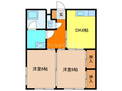 本田アパート(2DK/1階)の間取り写真