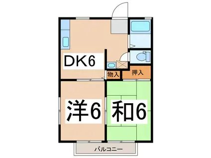 メゾン塩崎(2DK/2階)の間取り写真