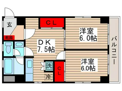 第6メゾンドヨシノ(2DK/6階)の間取り写真