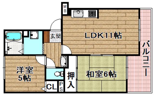 高井マンション(2LDK/3階)の間取り写真