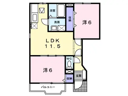フィオレンテI(2LDK/1階)の間取り写真