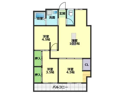 イッケイあたごビル(3DK/5階)の間取り写真