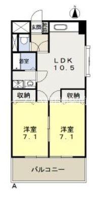 三宅ビル(2LDK/2階)の間取り写真