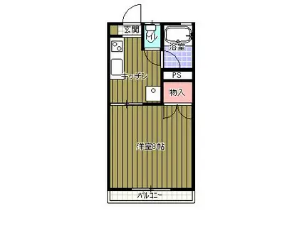 ハイツステップヒルズ(1K/2階)の間取り写真