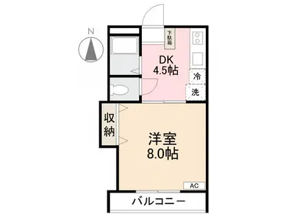 クレイドル木太II(1DK/1階)の間取り写真