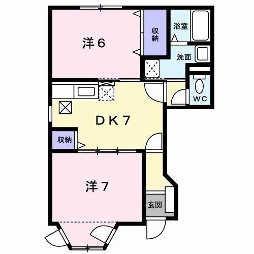 アンソレイエII番館(2DK/1階)の間取り写真