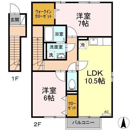 セジュールふくずみ(2LDK/2階)の間取り写真
