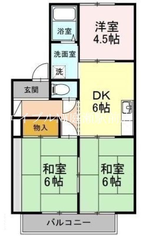 プチパール102(3DK/2階)の間取り写真