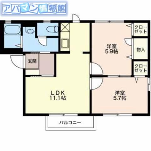 ピリカB(2LDK/1階)の間取り写真