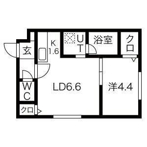 ロコベルソ月寒東(1LDK/3階)の間取り写真