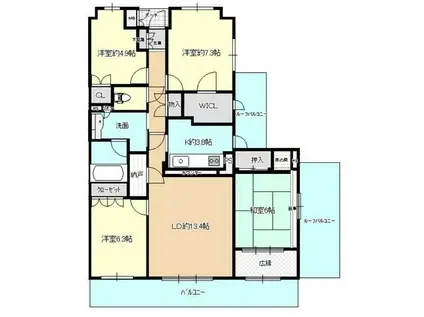 ブライトタウン新津(4LDK/7階)の間取り写真