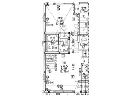 アウローラ(1LDK/1階)の間取り写真