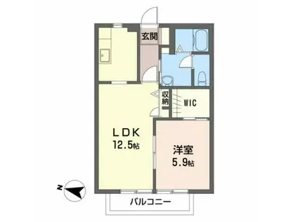 ドエル・タカショーA(1LDK/2階)の間取り写真