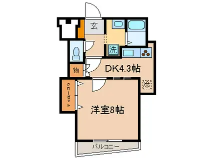 パルメゾン今橋駅前(1K/3階)の間取り写真