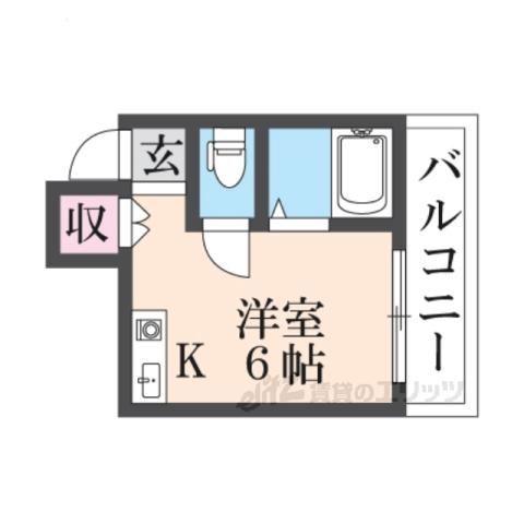 メビウス香里レジデンス(ワンルーム/3階)の間取り写真