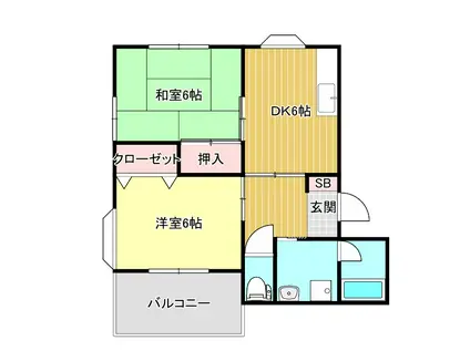 東松山ハイツA(2DK/2階)の間取り写真