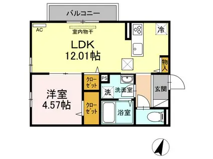 ハミングバード牛島(1LDK/2階)の間取り写真