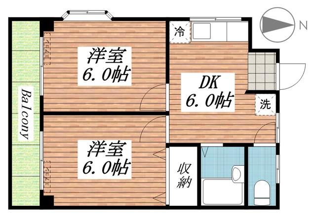 M7マンション(2DK/2階)の間取り写真