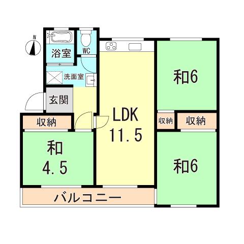 高倉台2団地10号棟(3LDK/5階)の間取り写真