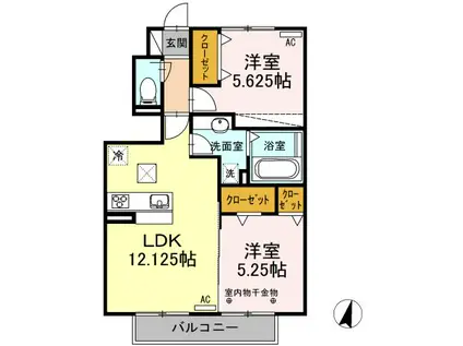 ＪＲ東海道本線 藤枝駅 徒歩19分 2階建 築10年(2LDK/1階)の間取り写真