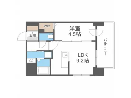プライマル札幌桑園(1LDK/8階)の間取り写真