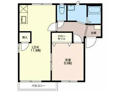 フレグランスFOREVER E(1LDK/1階)の間取り写真