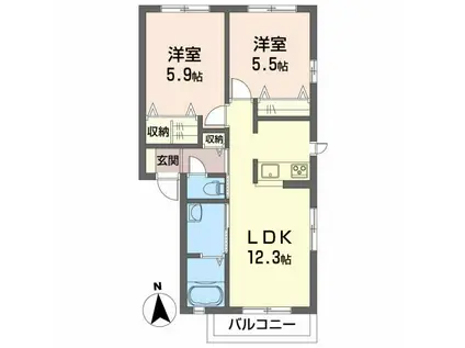 シャーメゾンMFB棟(2LDK/1階)の間取り写真