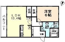 エルナード大泉(1LDK/1階)の間取り写真