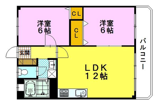 サンコーポ(2LDK/3階)の間取り写真