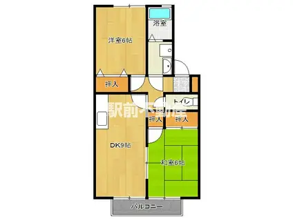 グレープヒルズ羽犬塚IB棟(2DK/2階)の間取り写真