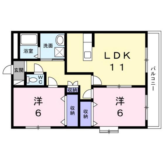 ルミエール伴丈木(2LDK/3階)の間取り写真