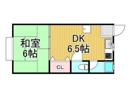 新光マンション(1DK/2階)の間取り写真