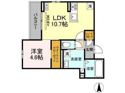 ブリリアン庄内(1LDK/3階)の間取り写真