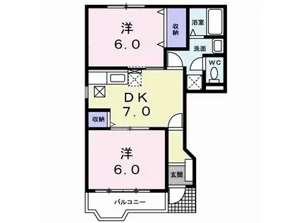 サンパティーク(2DK/1階)の間取り写真