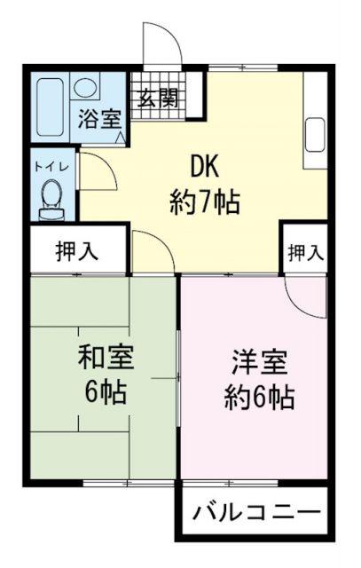 サンハイツ渡辺(2DK/1階)の間取り写真