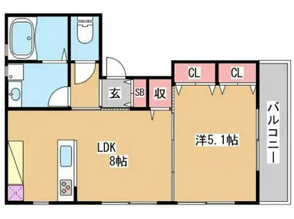 KARIN新長田アネックス(1LDK/3階)の間取り写真
