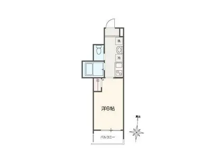 MELLAS元加治(1K/1階)の間取り写真