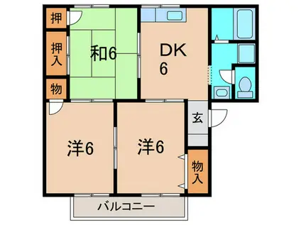 ネオ松ヶ本A(3DK/2階)の間取り写真