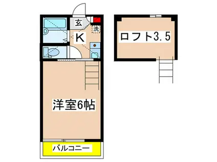 モンステラみのわ(1K/2階)の間取り写真