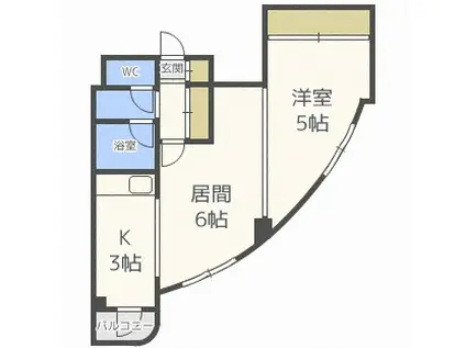 エスパシオ琴似(1LDK/8階)の間取り写真
