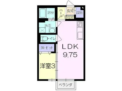 フレスコート・T(1LDK/1階)の間取り写真