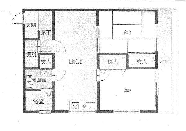 法城ビル(2LDK/5階)の間取り写真