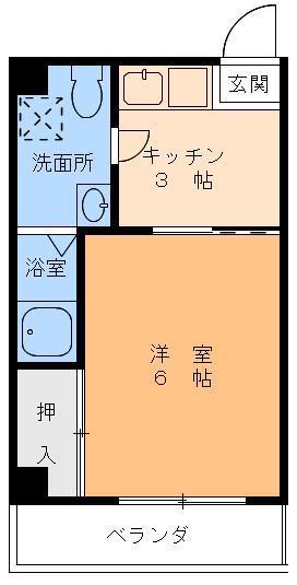 花繁ビル(1K/5階)の間取り写真