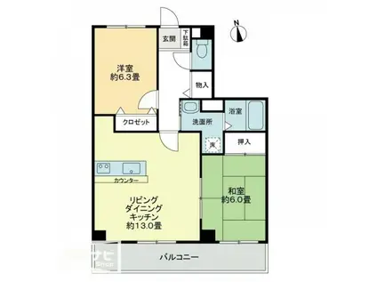 フィネスレインボー(2LDK/3階)の間取り写真