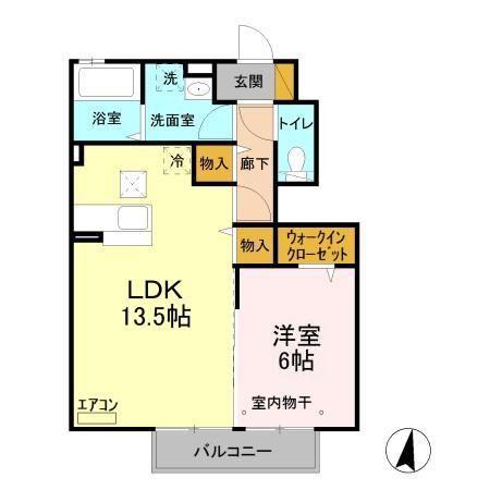 ソレアード A(1LDK/1階)の間取り写真