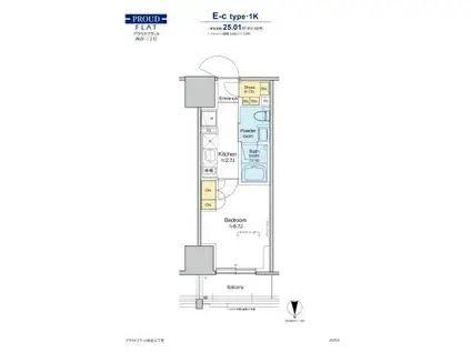 プラウドフラット四谷三丁目(1K/9階)の間取り写真