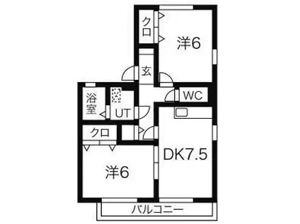 アウローラ(2DK/1階)の間取り写真