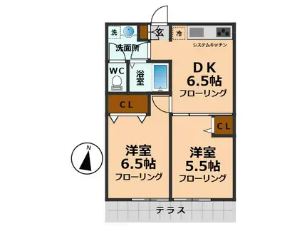 Fコート高井戸(2DK/1階)の間取り写真