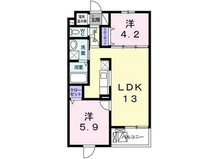 セシリア(2LDK/4階)の間取り写真