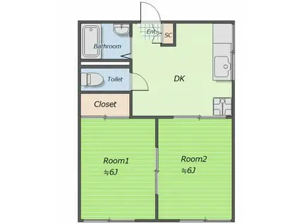 中佐津間ハイツ(2DK/2階)の間取り写真